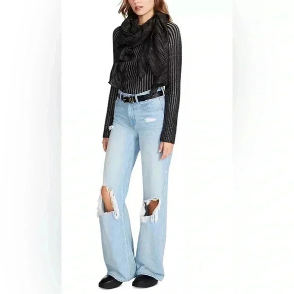 Steve Madden Multi-Loop Silver Black Faux Vegan Leather Belt Large NWT - Picture 5 of 10